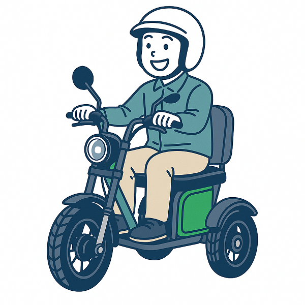 ヘルメットを付けて特定小型三輪を運転 | ELEMOs