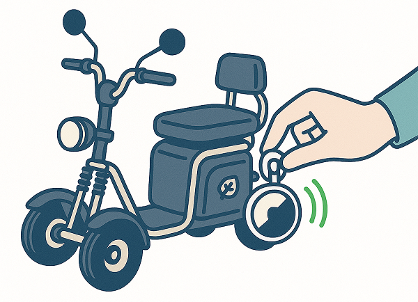 車両の見えにくい場所にスマートタグを取り付ける様子