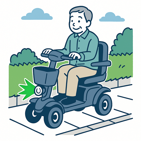 歩道を走行するシニアカー | ELEMOs