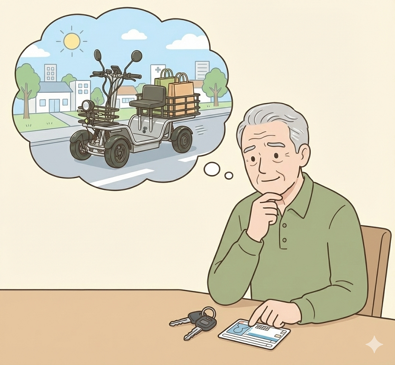 エレモーズエレカーゴを検討する高齢者シニア | ELEMOs