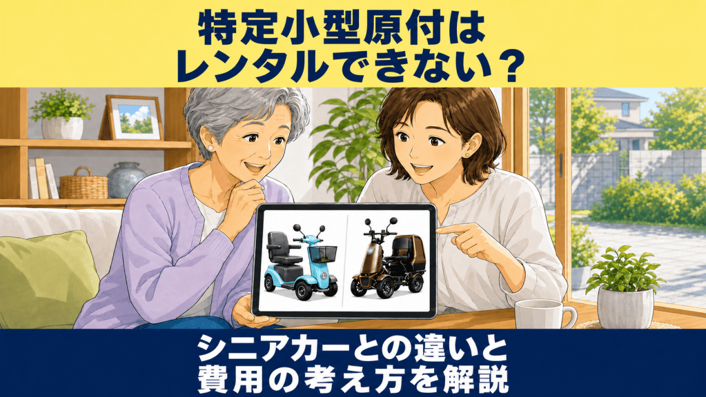 特定小型原付はレンタルできない？シニアカーとの違いと費用を解説する記事のアイキャッチ